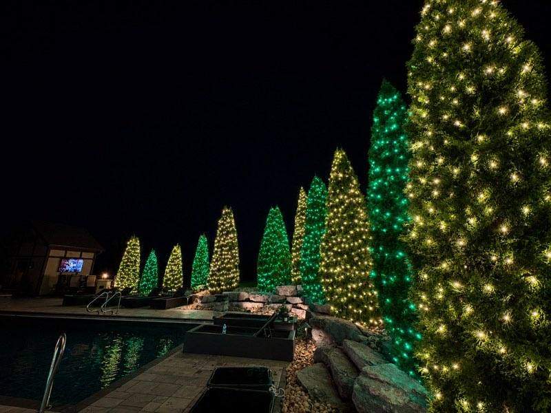 Poolside holiday tree lighting display, Odessa FL